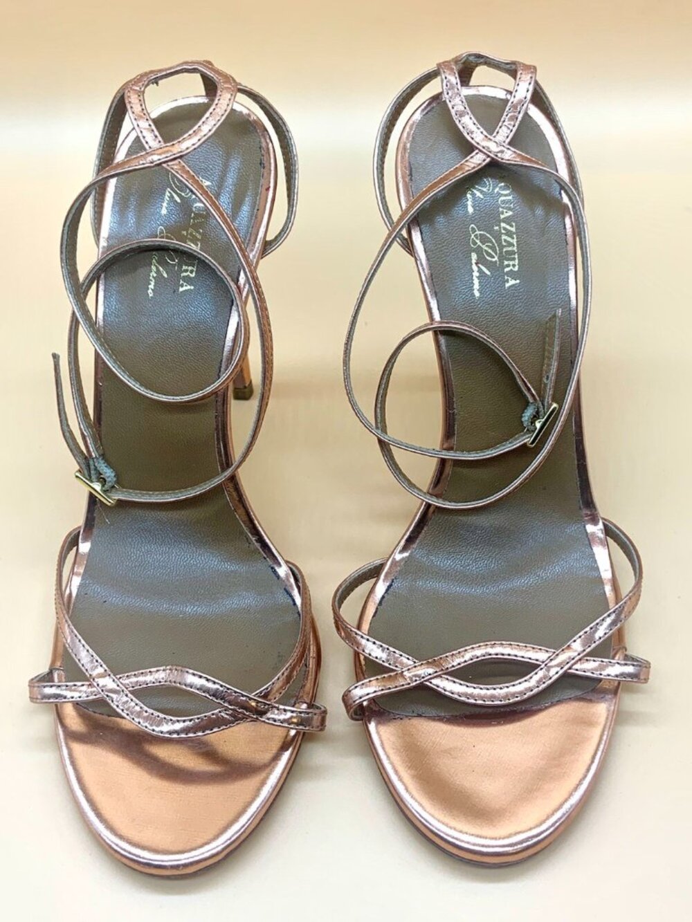 Aquazzura Gold Mirrored Strappy Stilettos - Picture 6 of 7